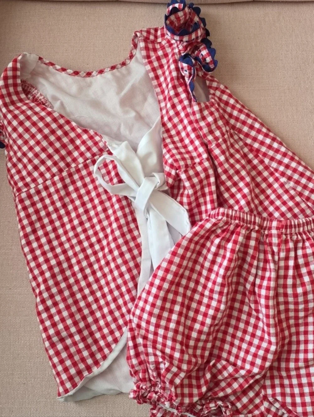 The proper peony 4t red white gingham style outfit set smocked back to school